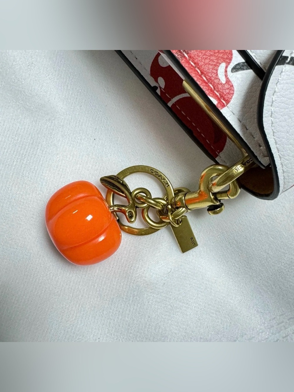 Coach Orange Pumpkin Charm ( keychain) with Gold Hardware - Picture 4 of 8